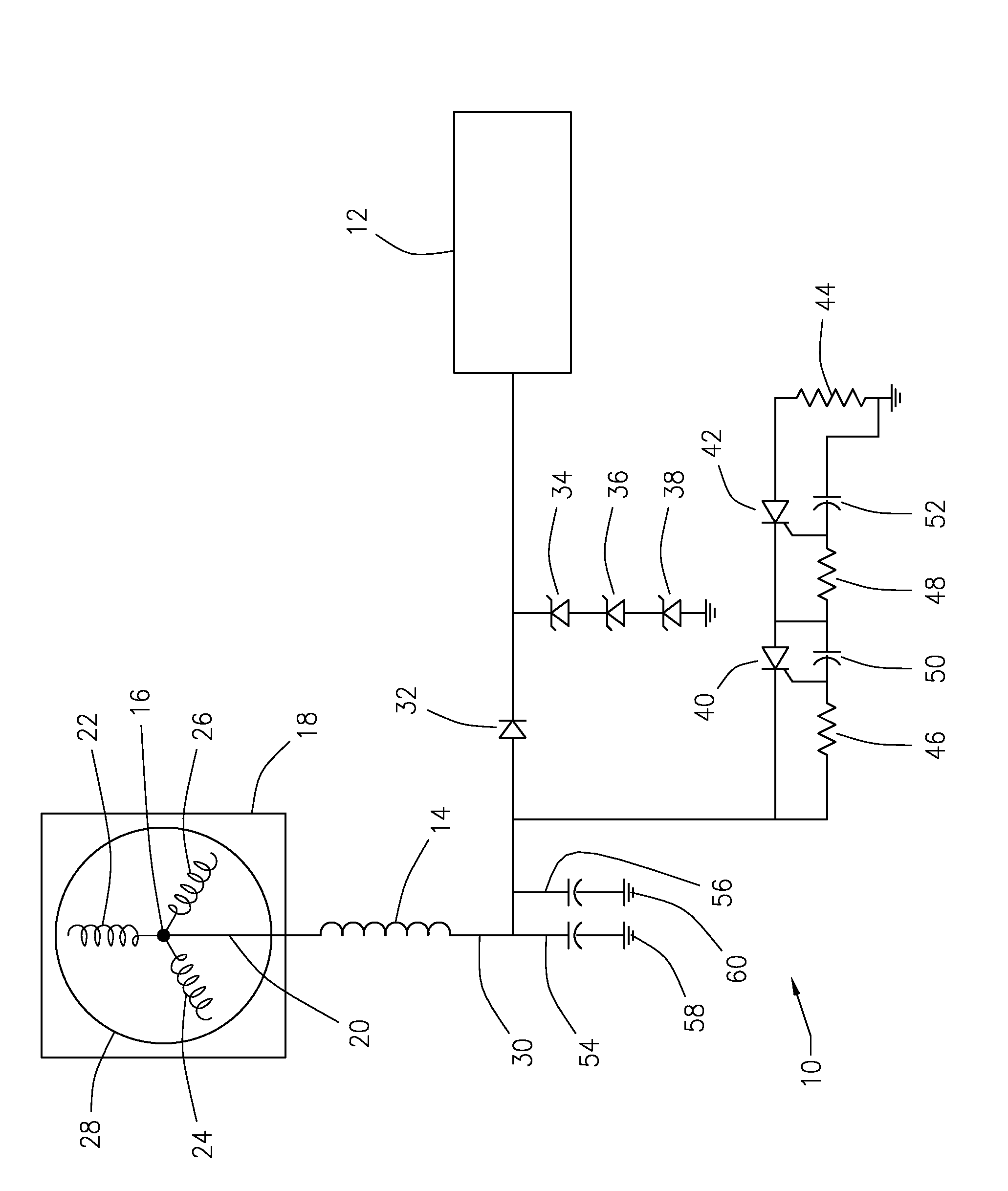 Downhole measurement tool circuit and method to balance fault current in a protective inductor