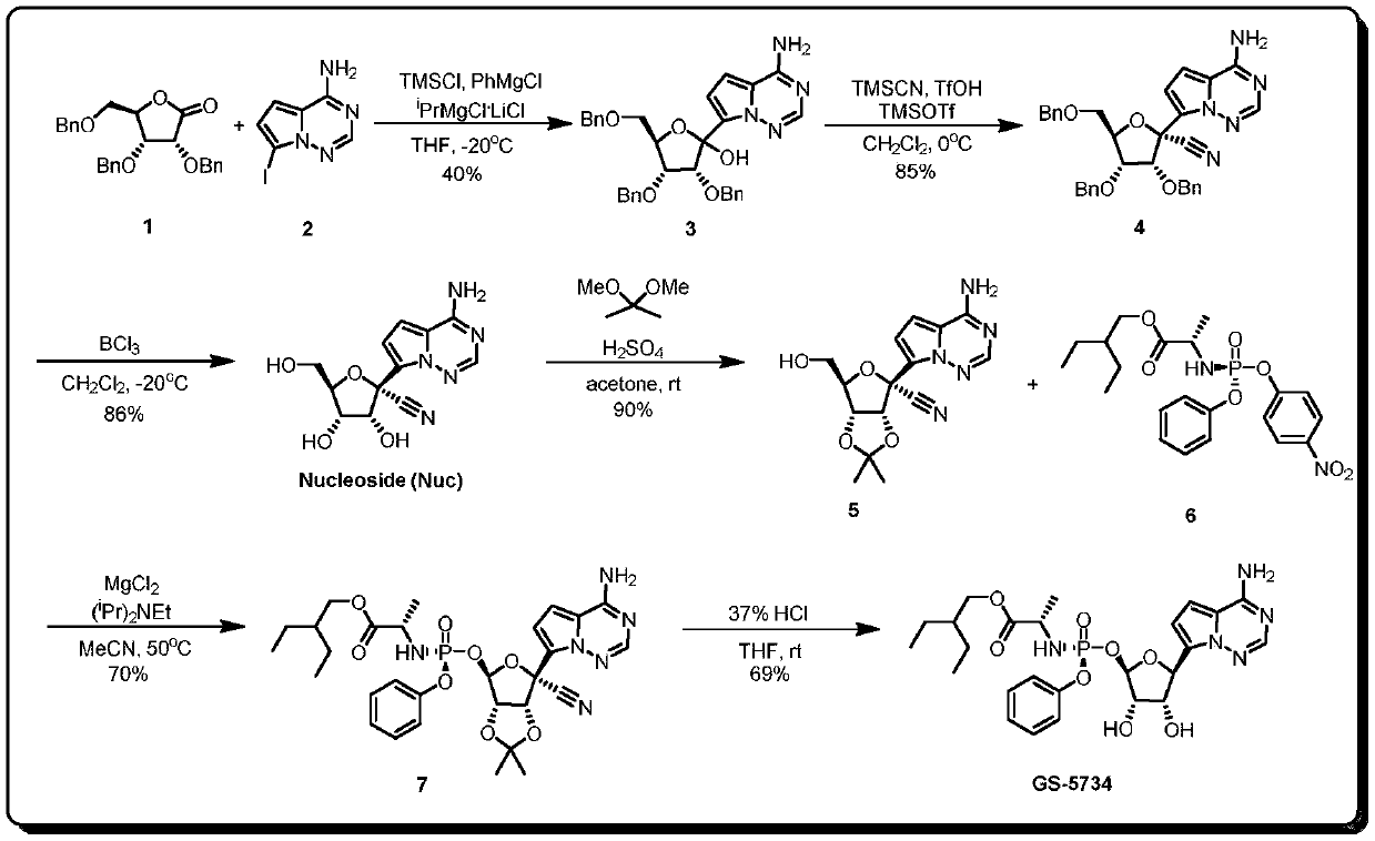 Method for preparing key intermediate of Remdesivir by using micro-channel reaction device