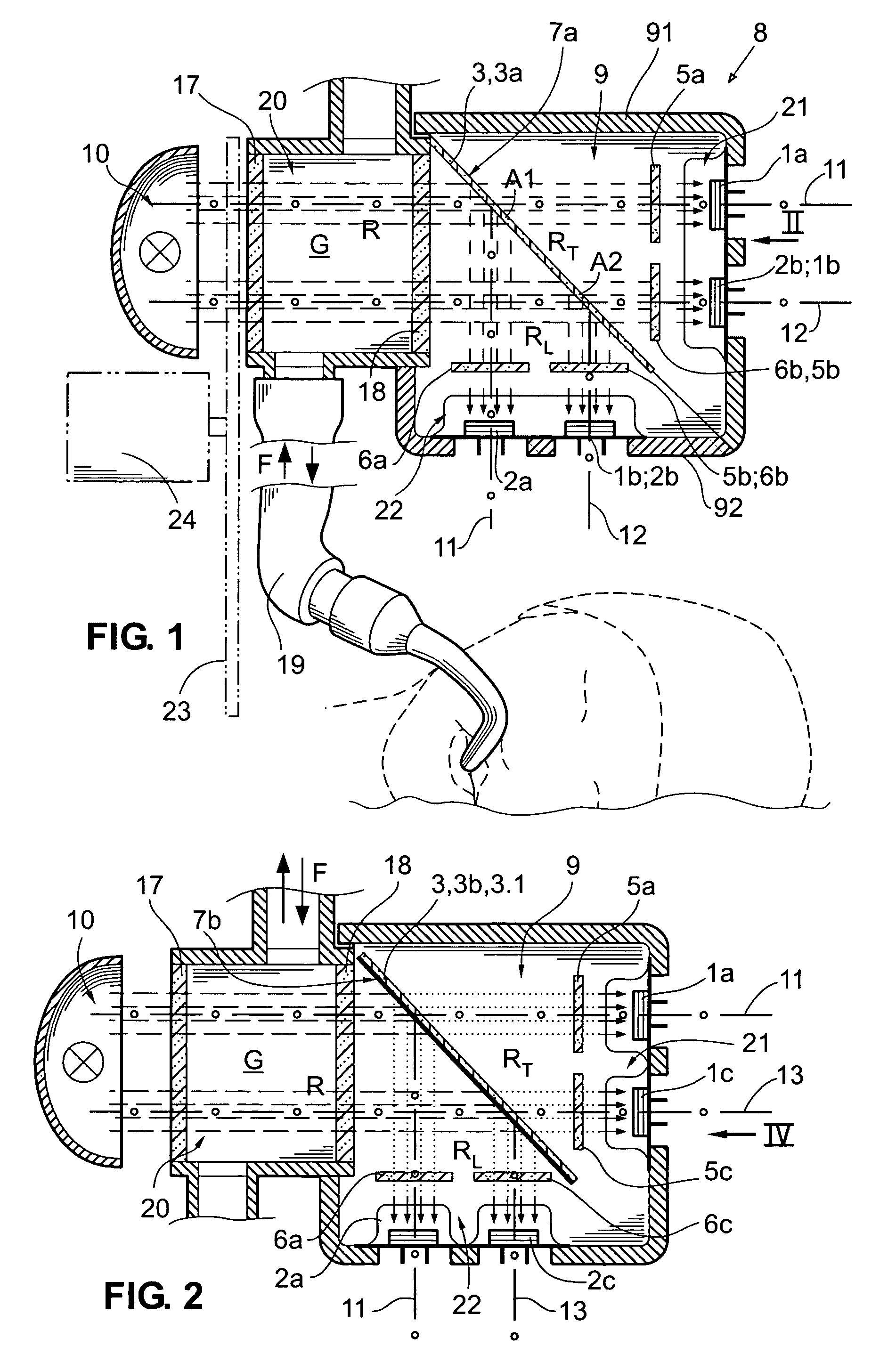 Detection assembly and measuring arrangement for multigas analyzers