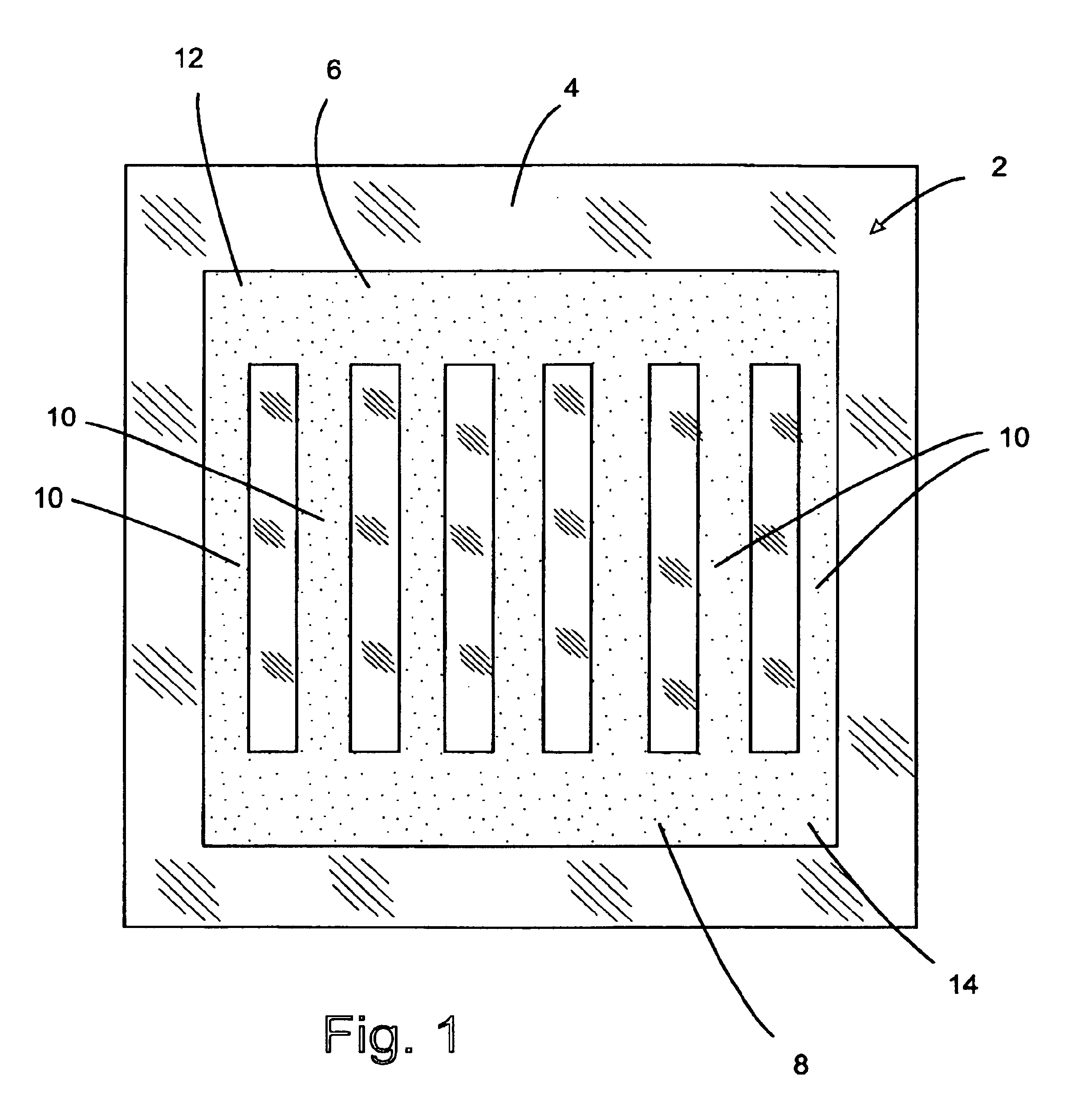 Heating elements deposited on a substrate and related method