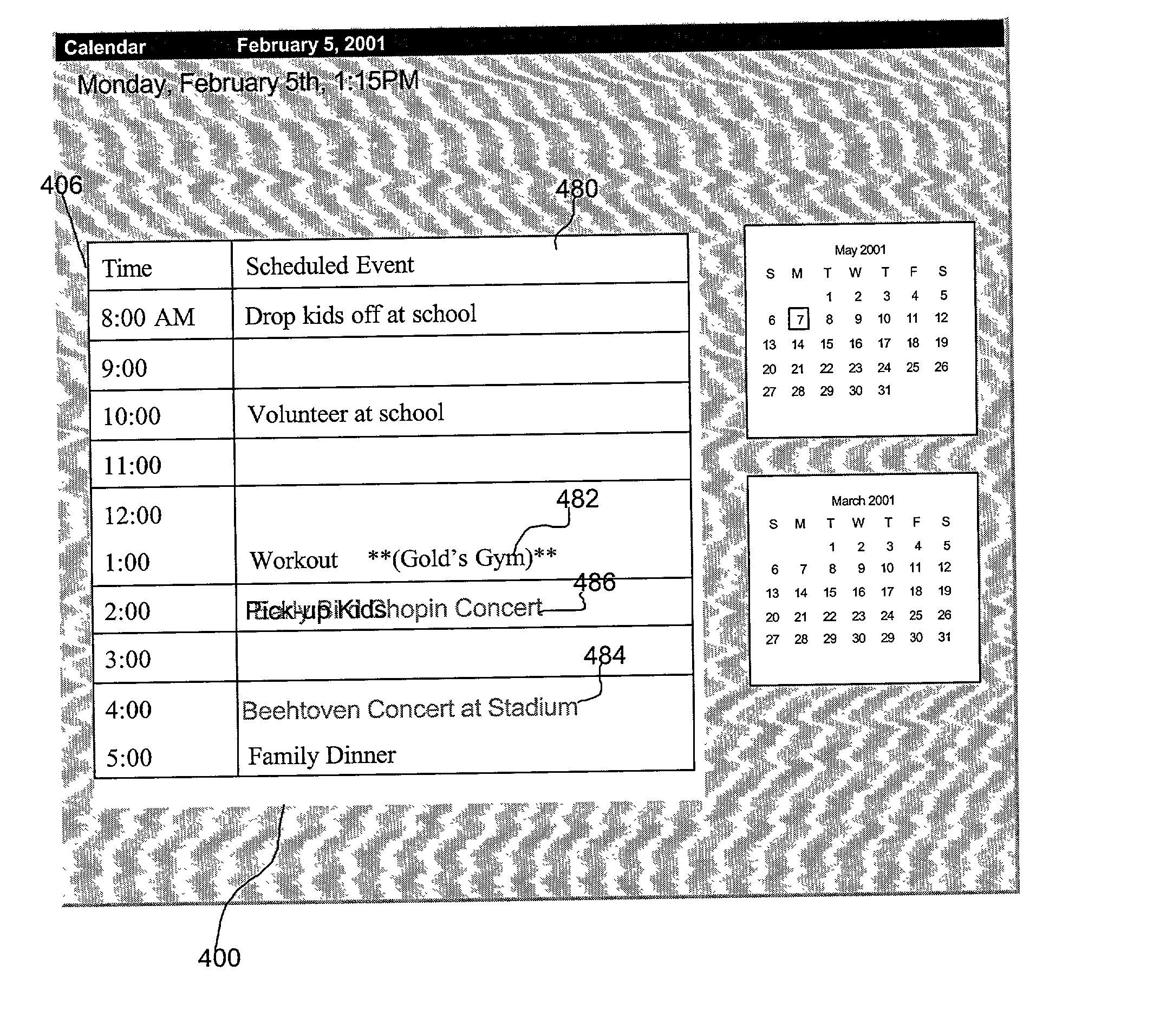 Method, system, and program for accessing calendar information for shadowed users from a database