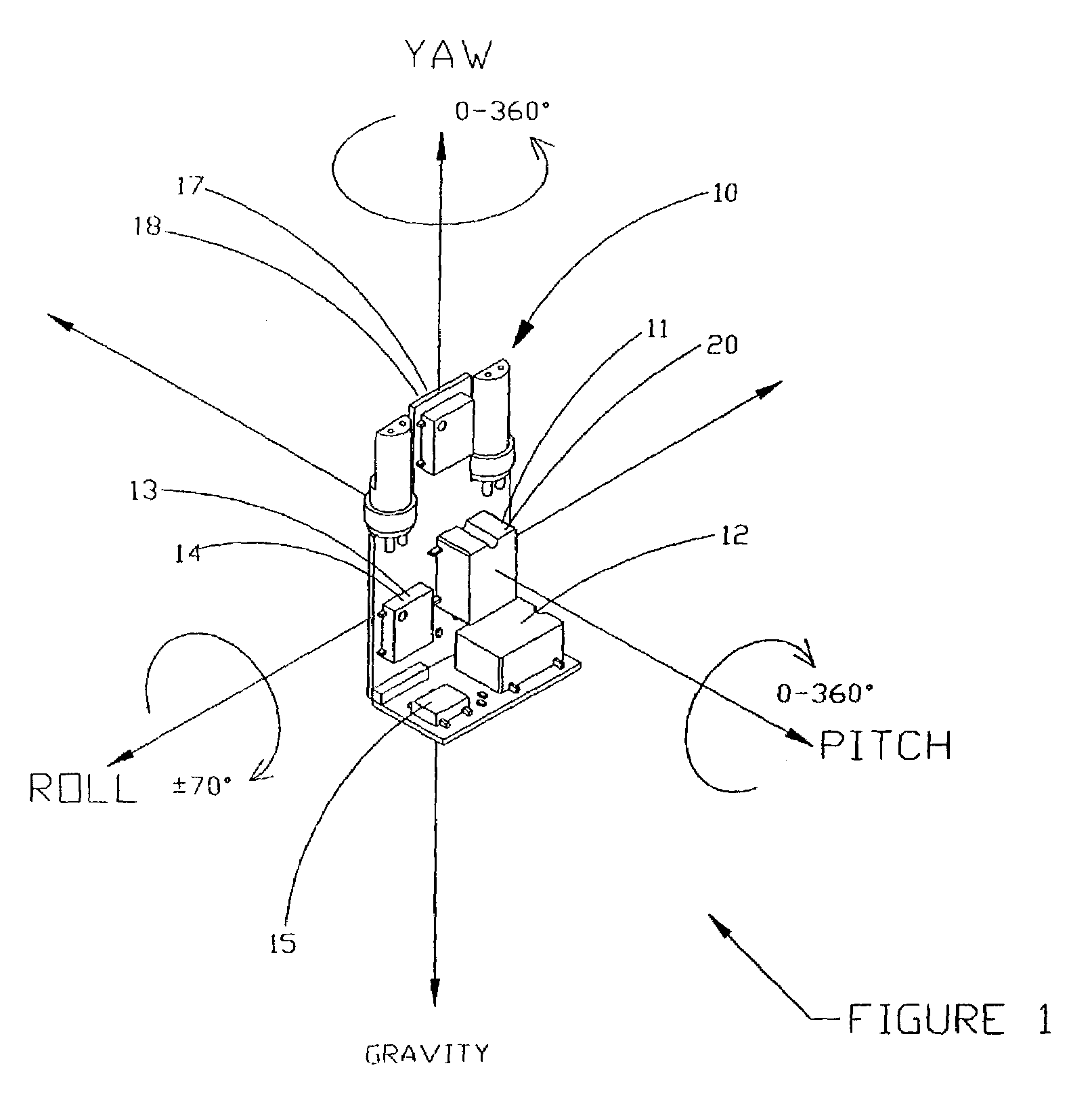 Solid state orientation sensor with 360 degree measurement capability