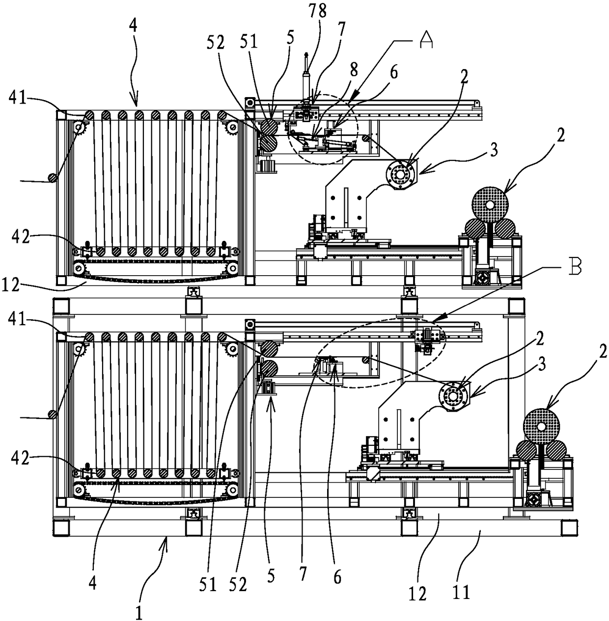 Automatic thin film replacing machine for plastic bag production