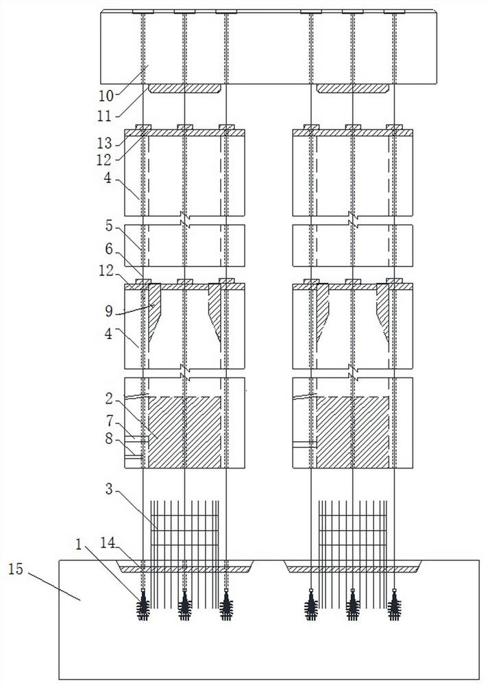 Prestress connecting device of railway prefabricated assembly type bridge pier