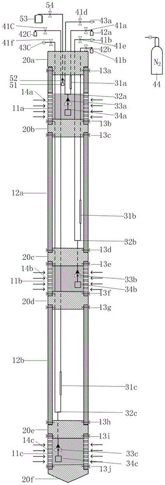 A gas-propelled underground fluid layered sampling device