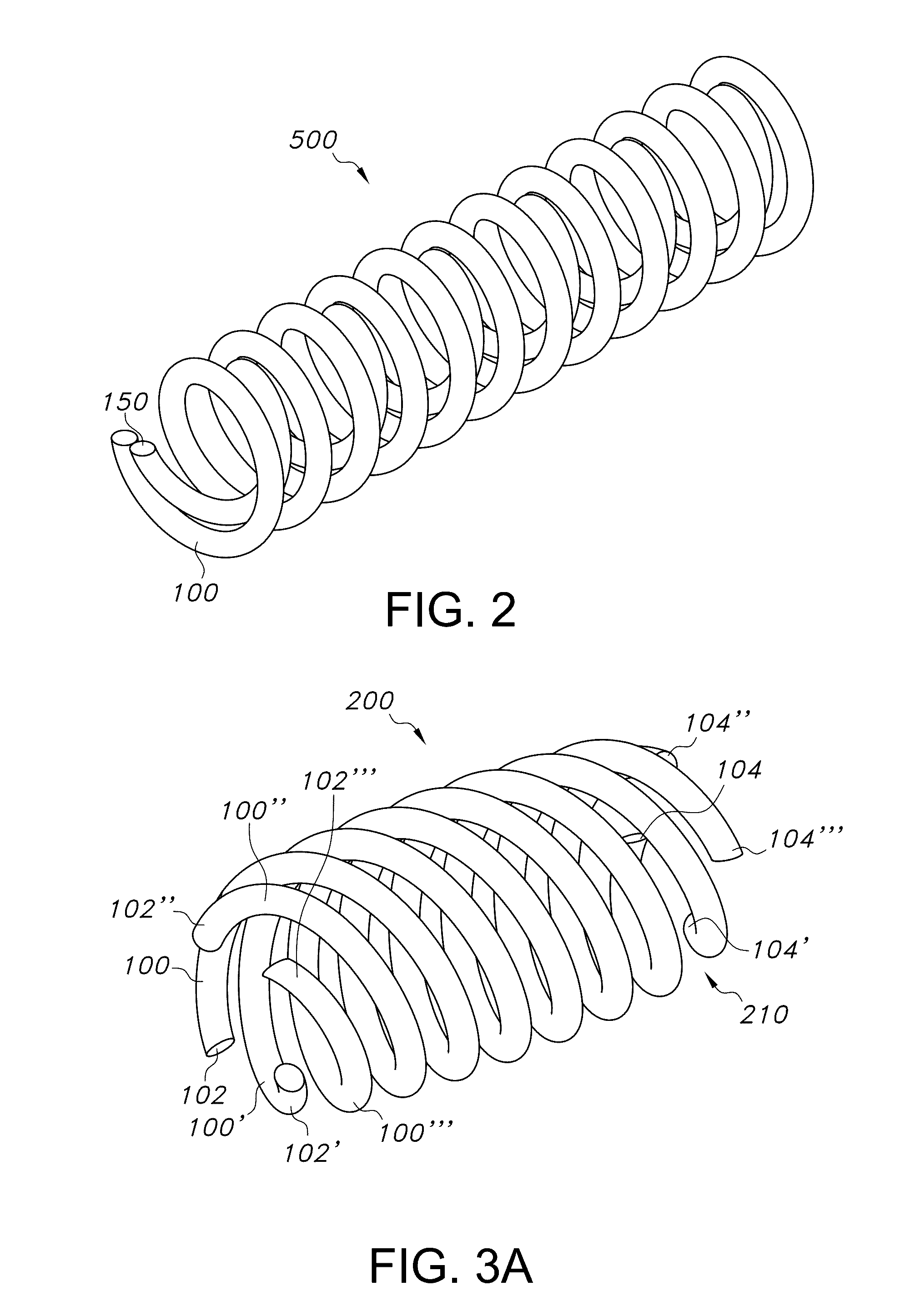 Coiled implants and systems and methods of use thereof