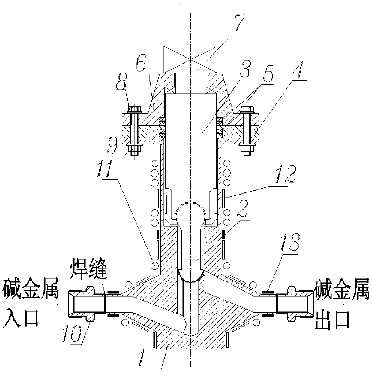 A liquid alkali metal valve for spacecraft