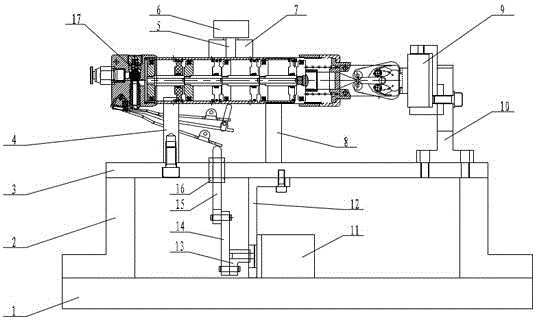 Test bench for service life of clamp tool