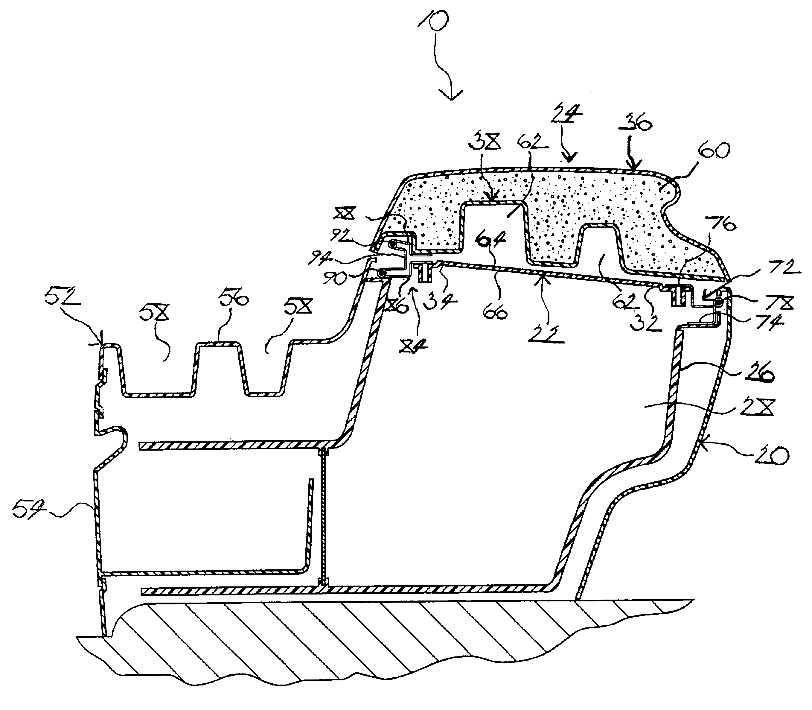 Console system having a double-hinged lid