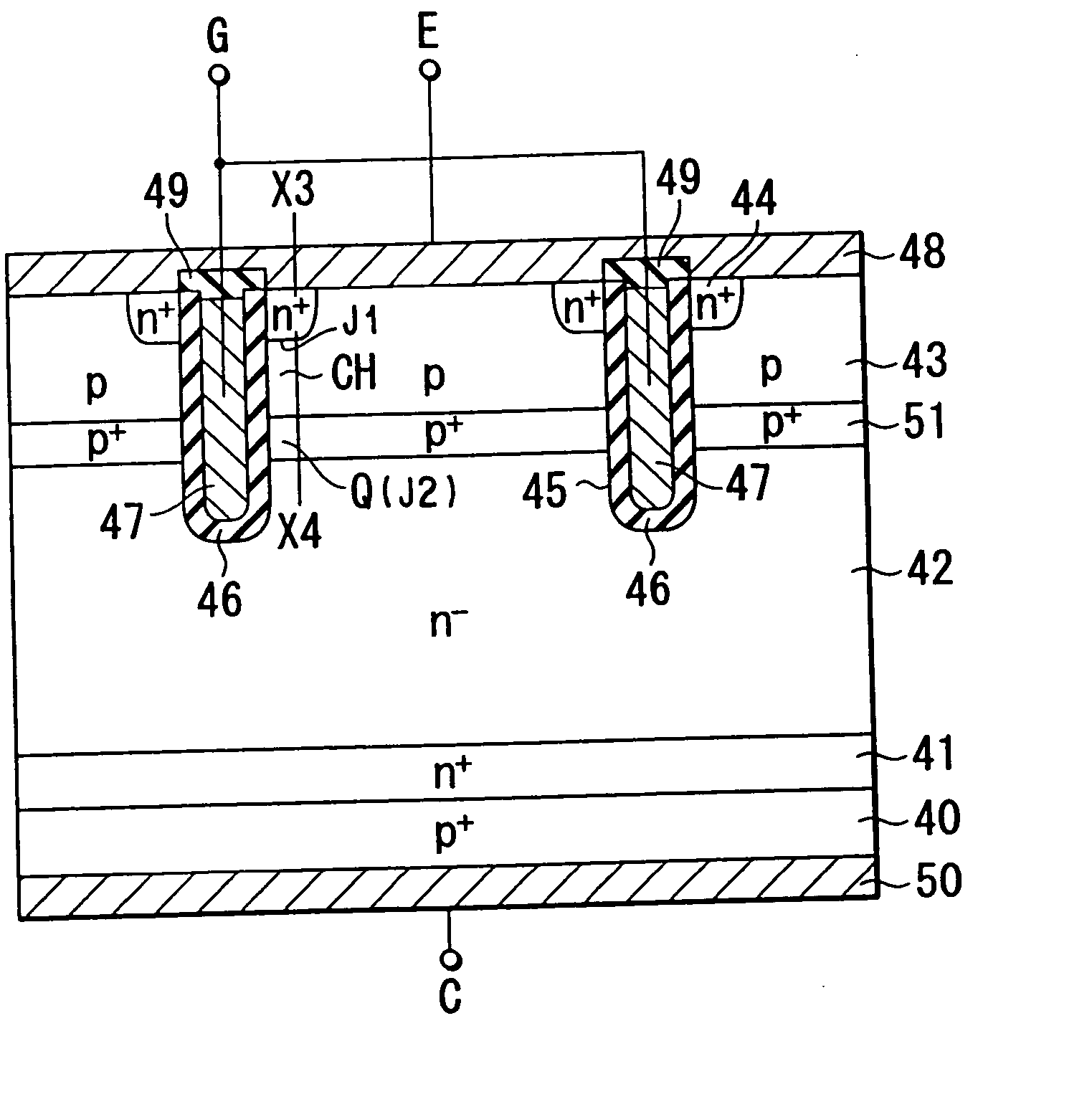 Power semiconductor element capable of improving short circuit withstand capability while maintaining low on-voltage and method of fabricating the same