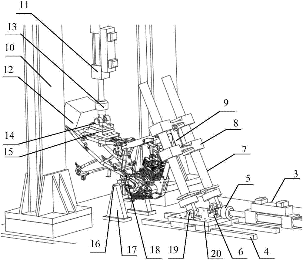 Motorcycle frame indoor multi-axis fatigue test method under orthogonal force control