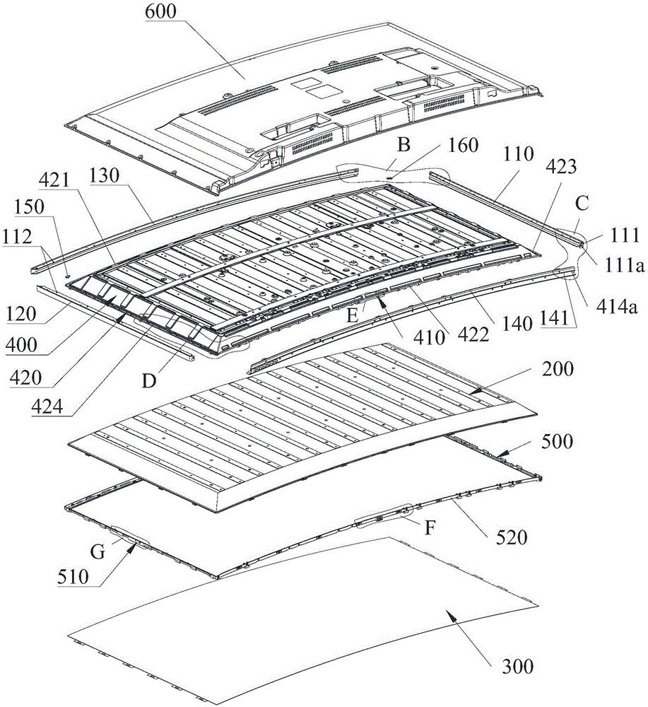 Surface frame and curved surface liquid crystal display device with same