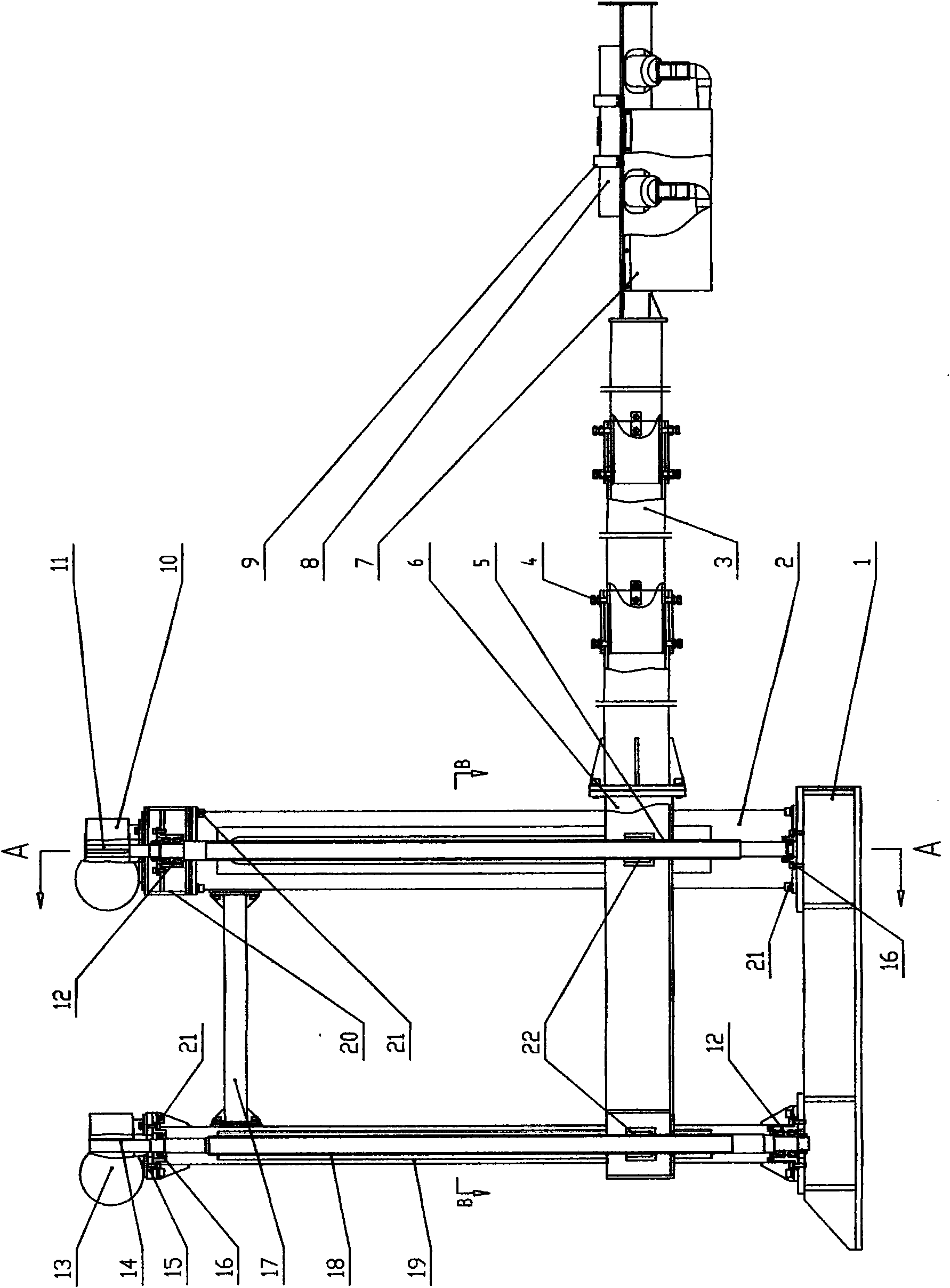X-ray steel pipe seam detection supporting arm device