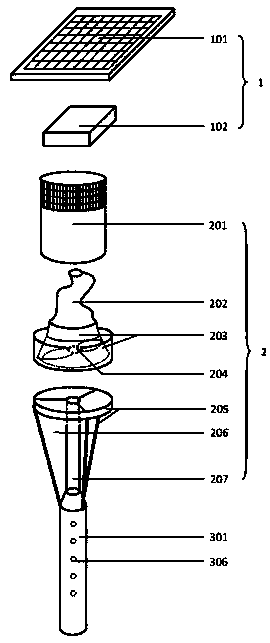 Inverted-suction-type LED pest-killing apparatus aiming at small-size pests