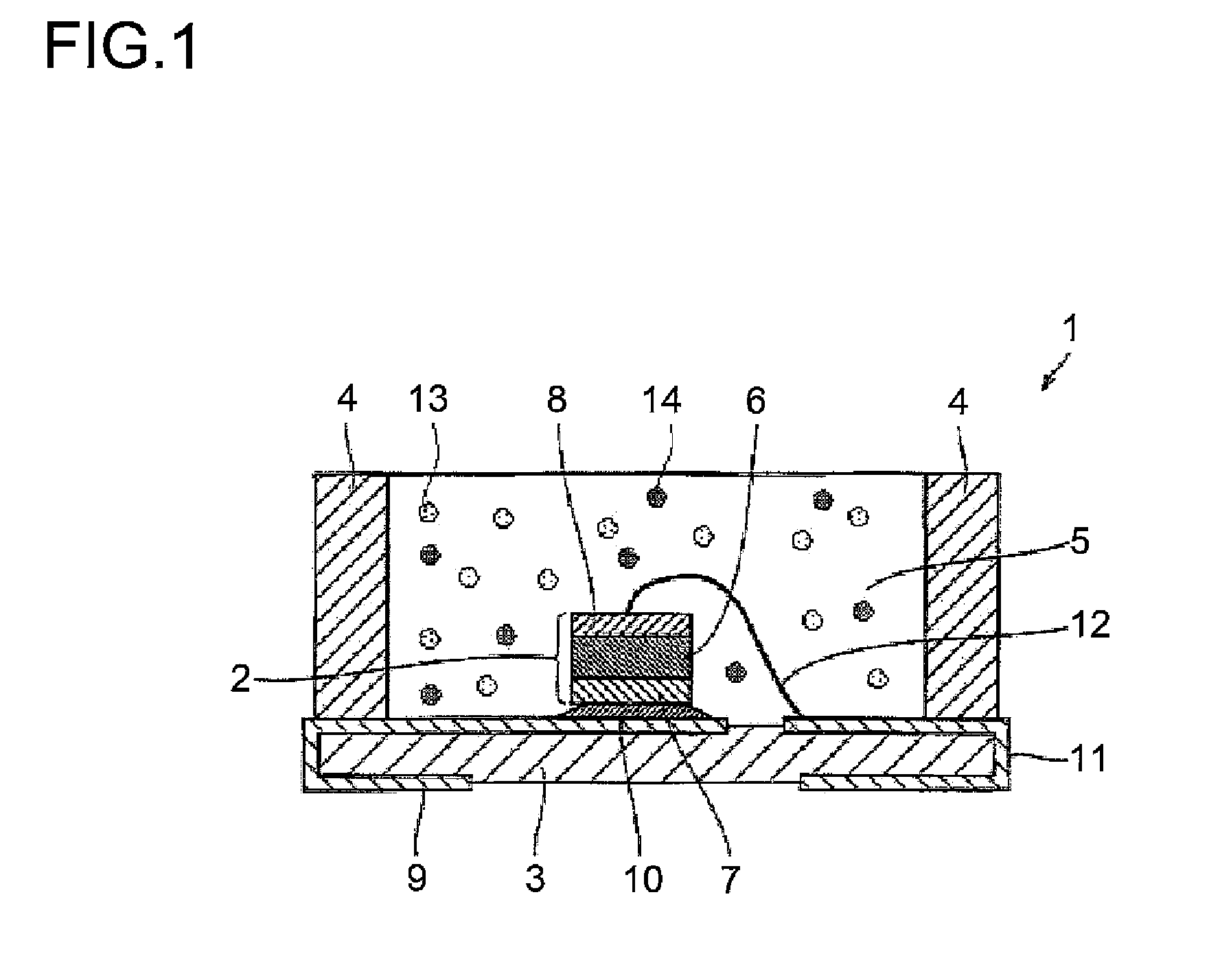 Lighting device with plural fluorescent materials