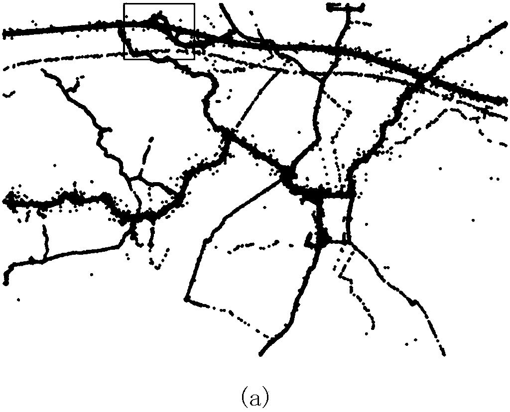 Floating car track point space relationship and distribution-based road network extraction method