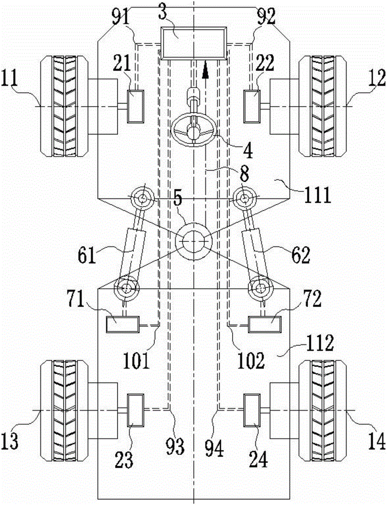 Differential assisted hydraulic steer-by-wire method of all-wheel independent electrically driven articulated vehicle