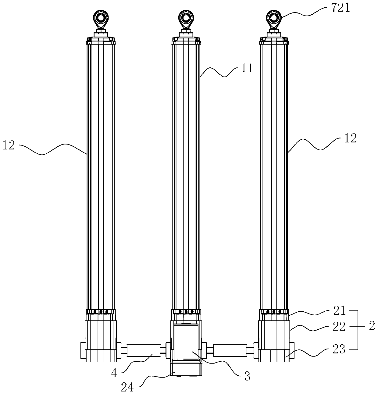 Multi-connection electric push rod structure