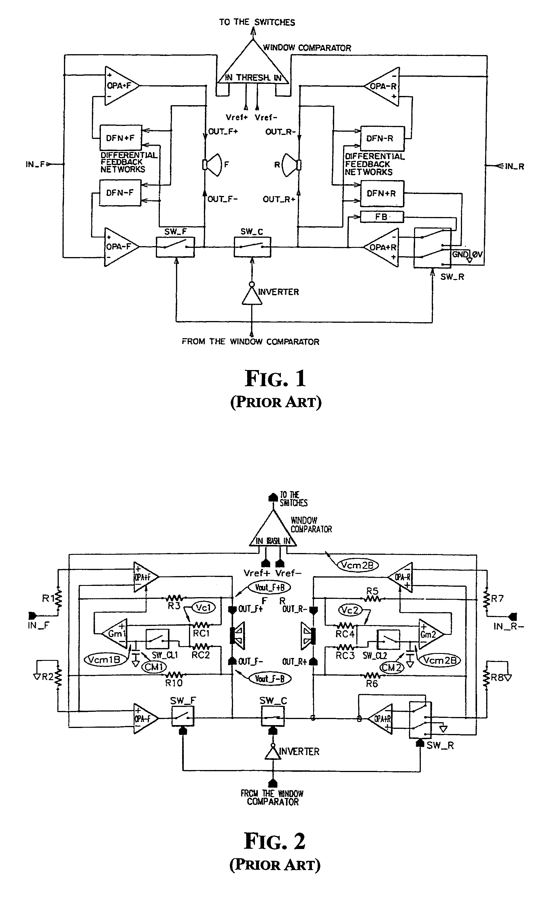 Method of preventing abrupt voltage changes at the outputs of a pair of amplifiers and control circuit for a pair of amplifiers self-configuring in a bridge configuration