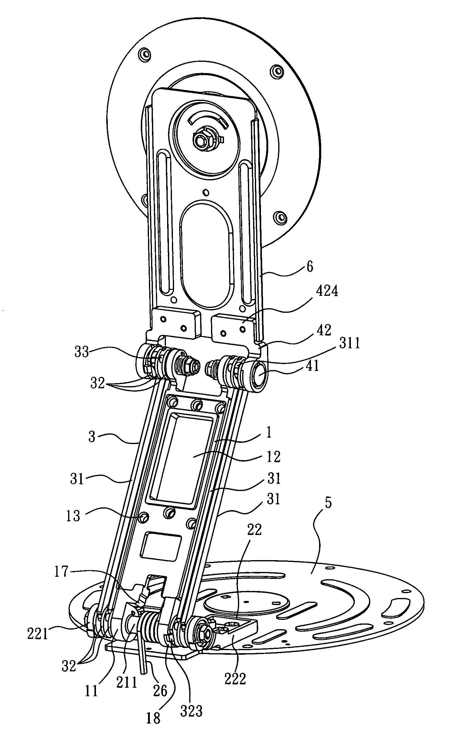 Axle mechanism capable of adjusting an elevation
