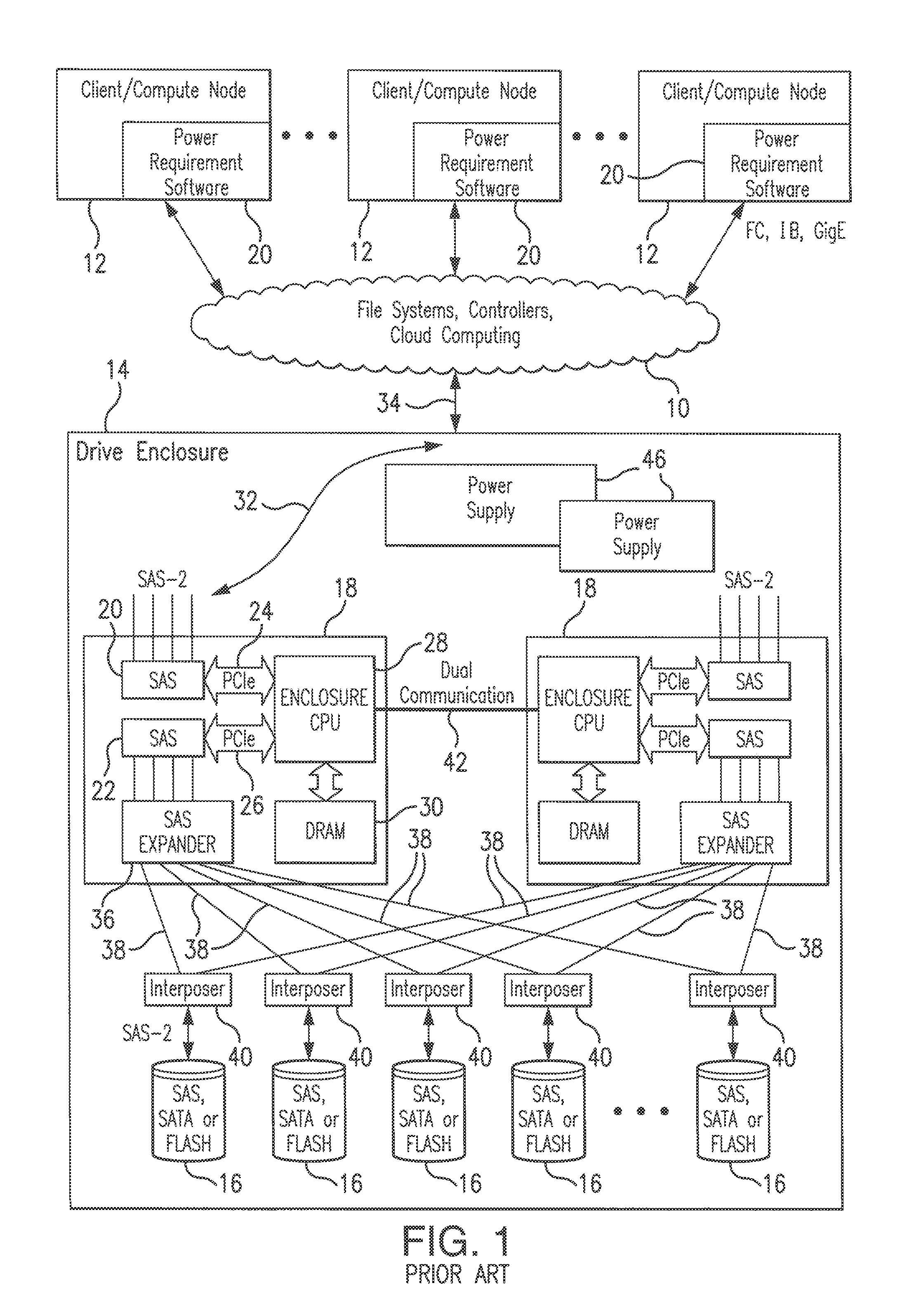 Data storage system and method for monitoring and controlling the power budget in a drive enclosure housing data storage devices
