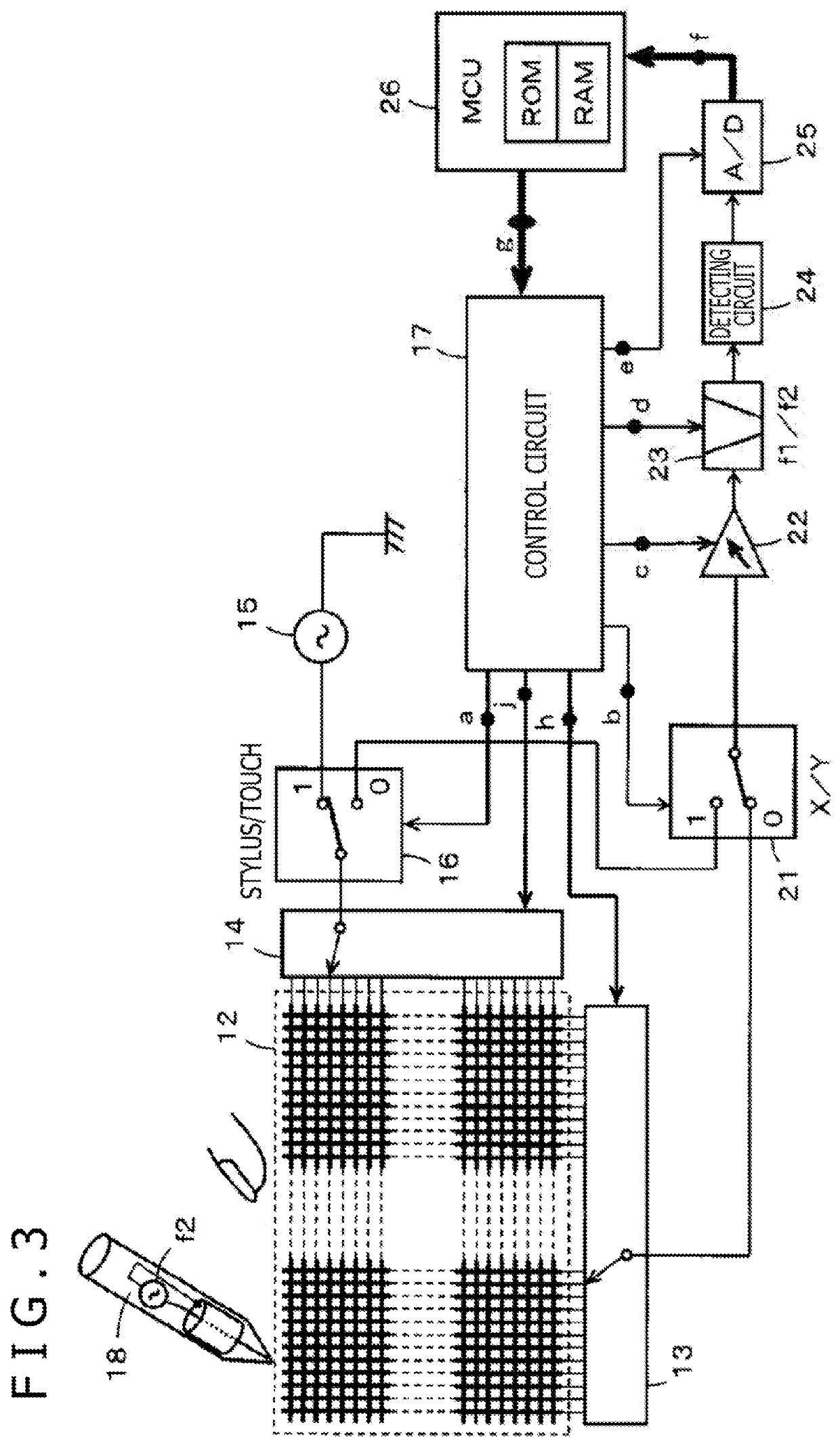 Position detecting sensor, position detecting device, and information processing system