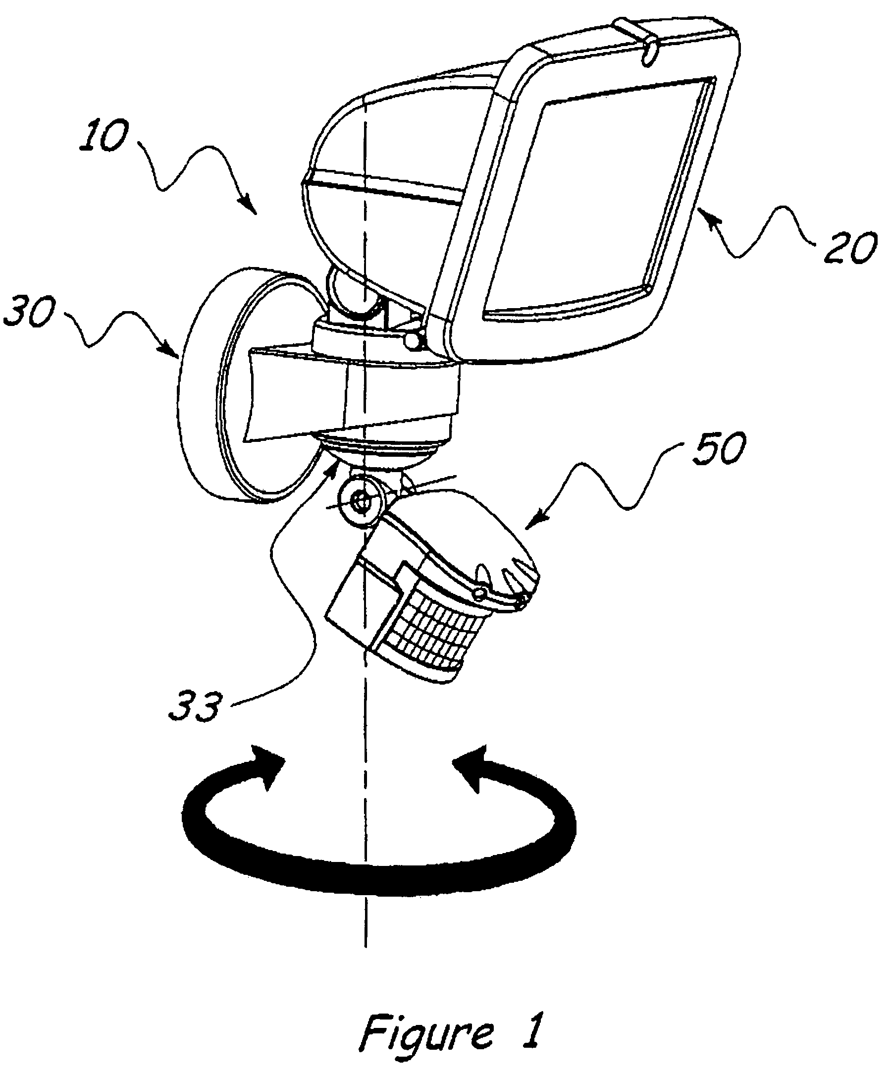 Motion detector device with rotatable focusing views and a method of selecting a specific focusing view
