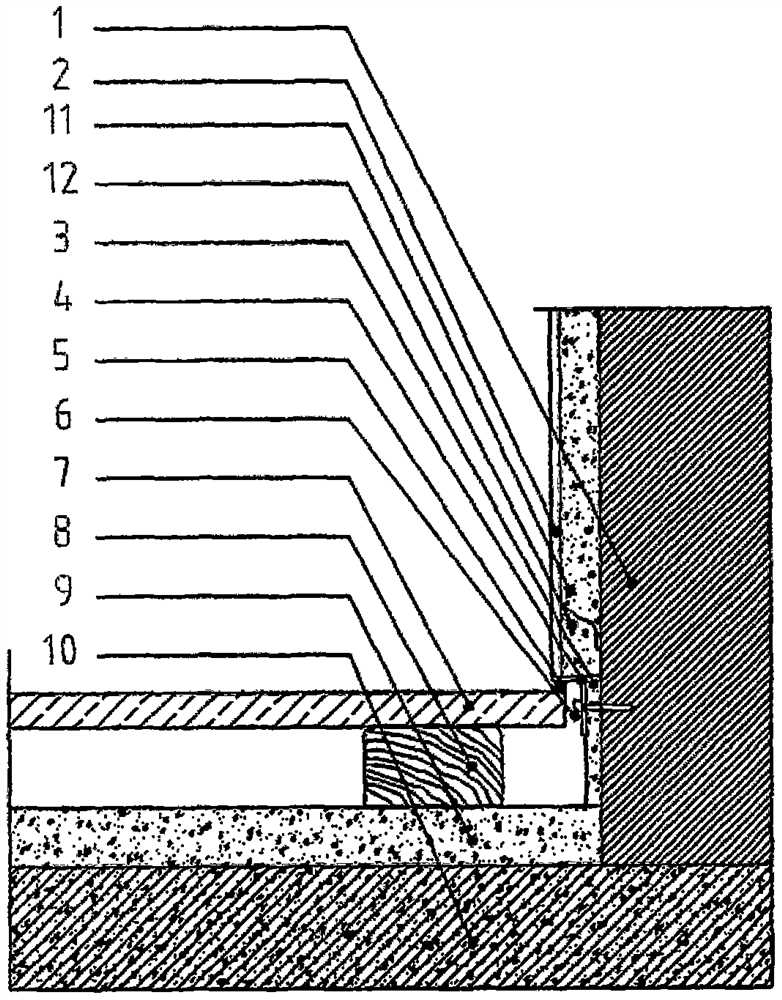 Construction process for removing skirting line of wood floor