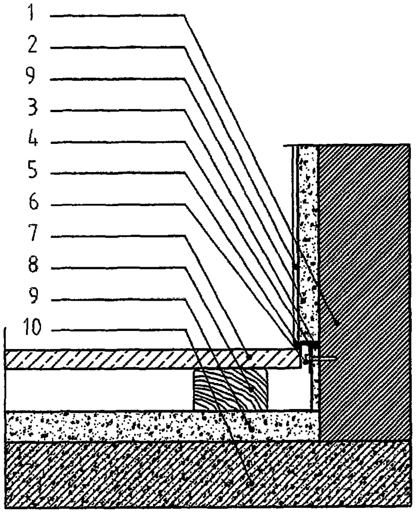 Construction process for removing skirting line of wood floor