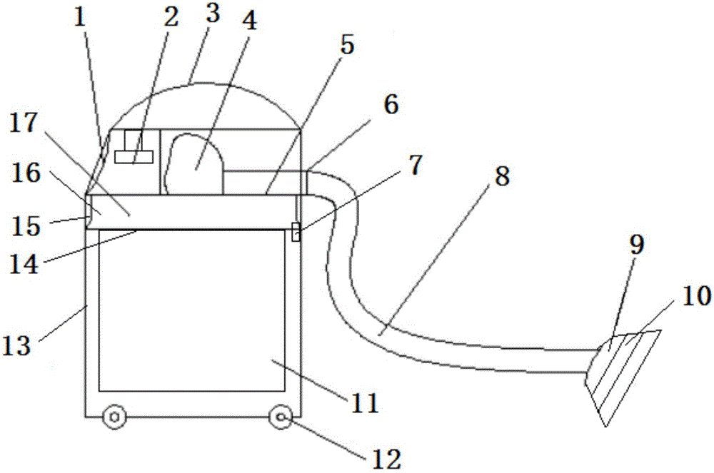 Filtering and dust collection device for operating room