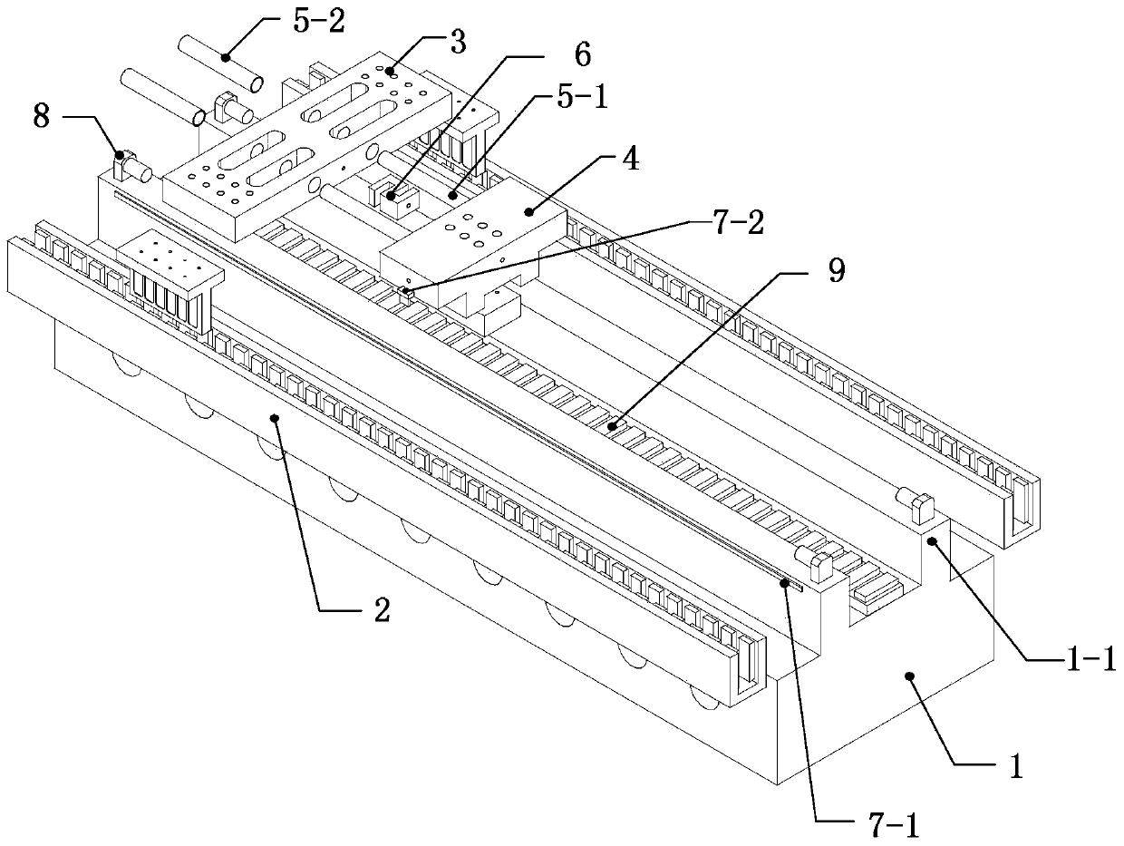 Single-slide-carriage twin-trawling linear motor test platform