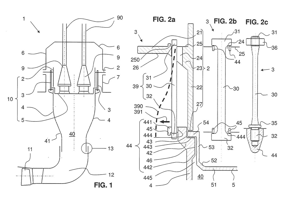 Combustor arrangement with fastening system for combustor parts