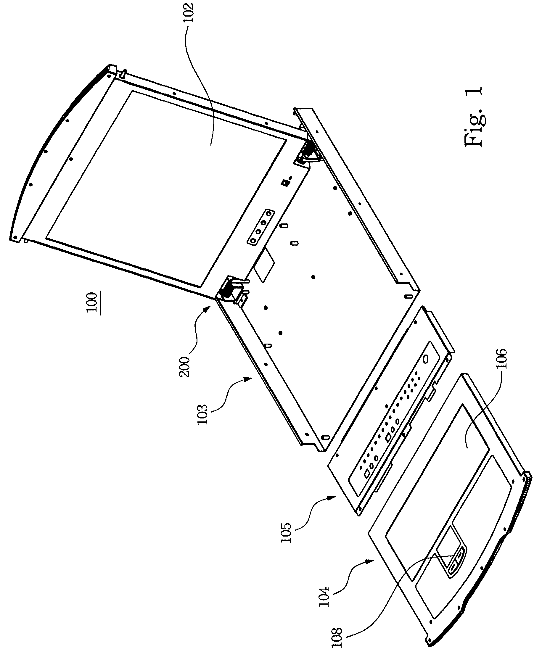 KVM module with torsion-varying hinge