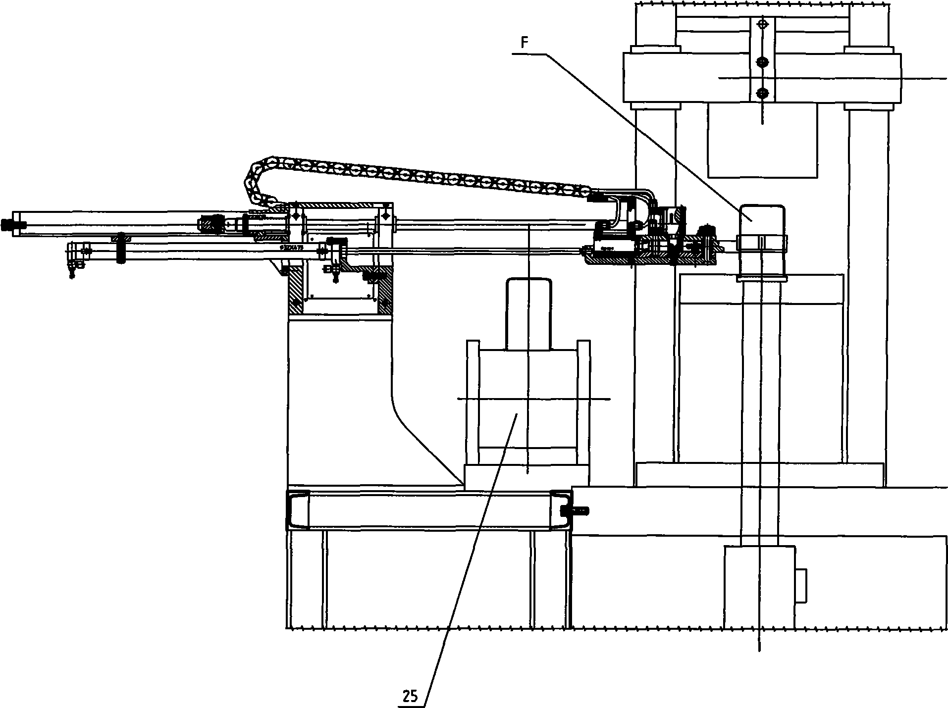 Automatic material-fetching machine for clarifier case formed by stretching