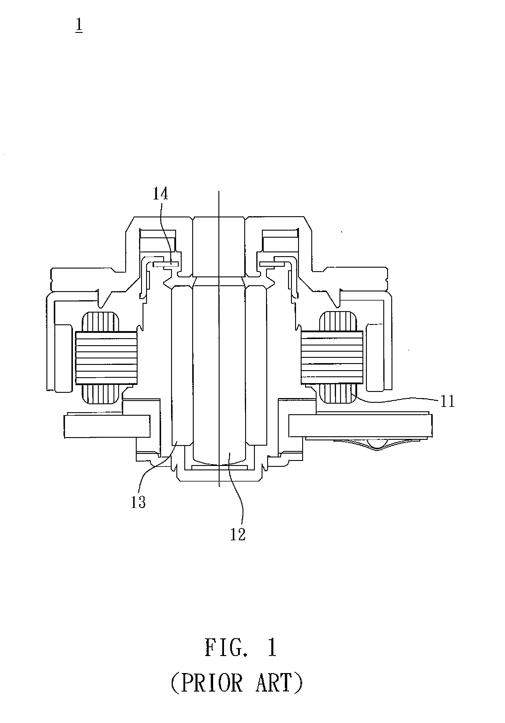 Motor having magnetic fluid bearing structure