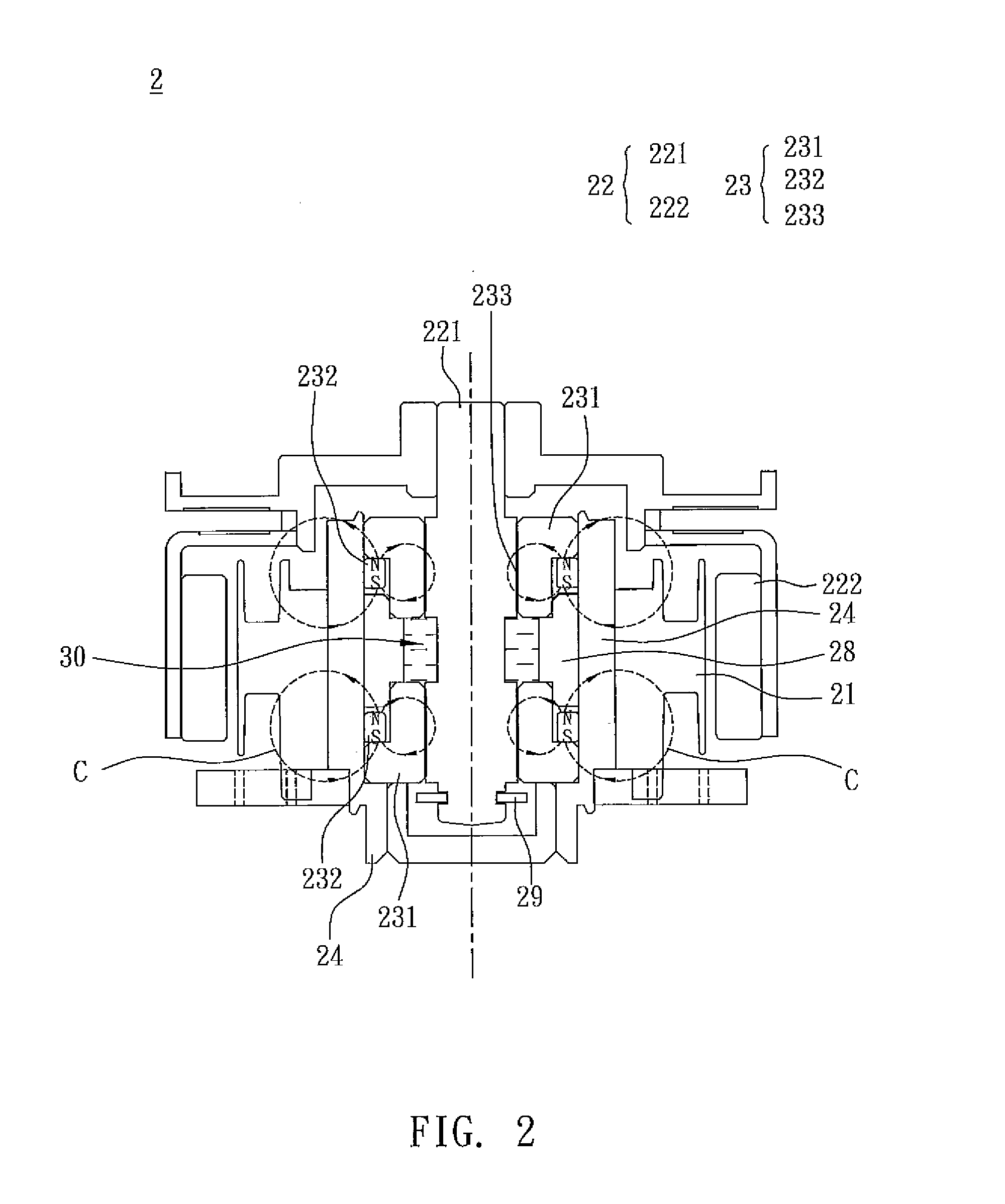 Motor having magnetic fluid bearing structure