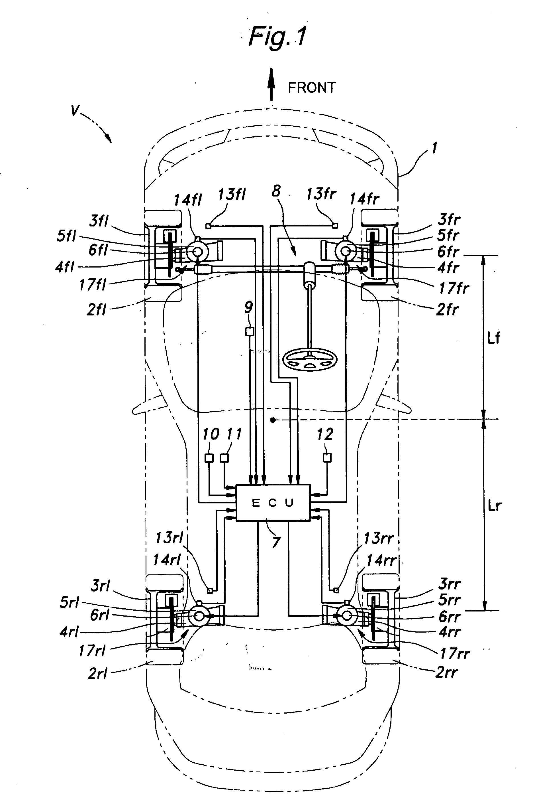 Control device for a wheel suspension system
