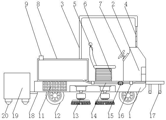 Asphalt pavement sweeping car capable of achieving automatic dust fall