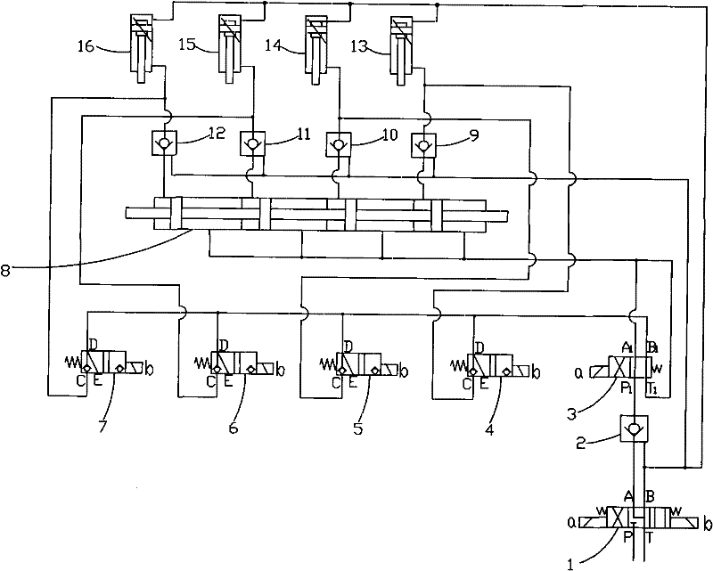 Hydraulic lifting and leveling device and its control method