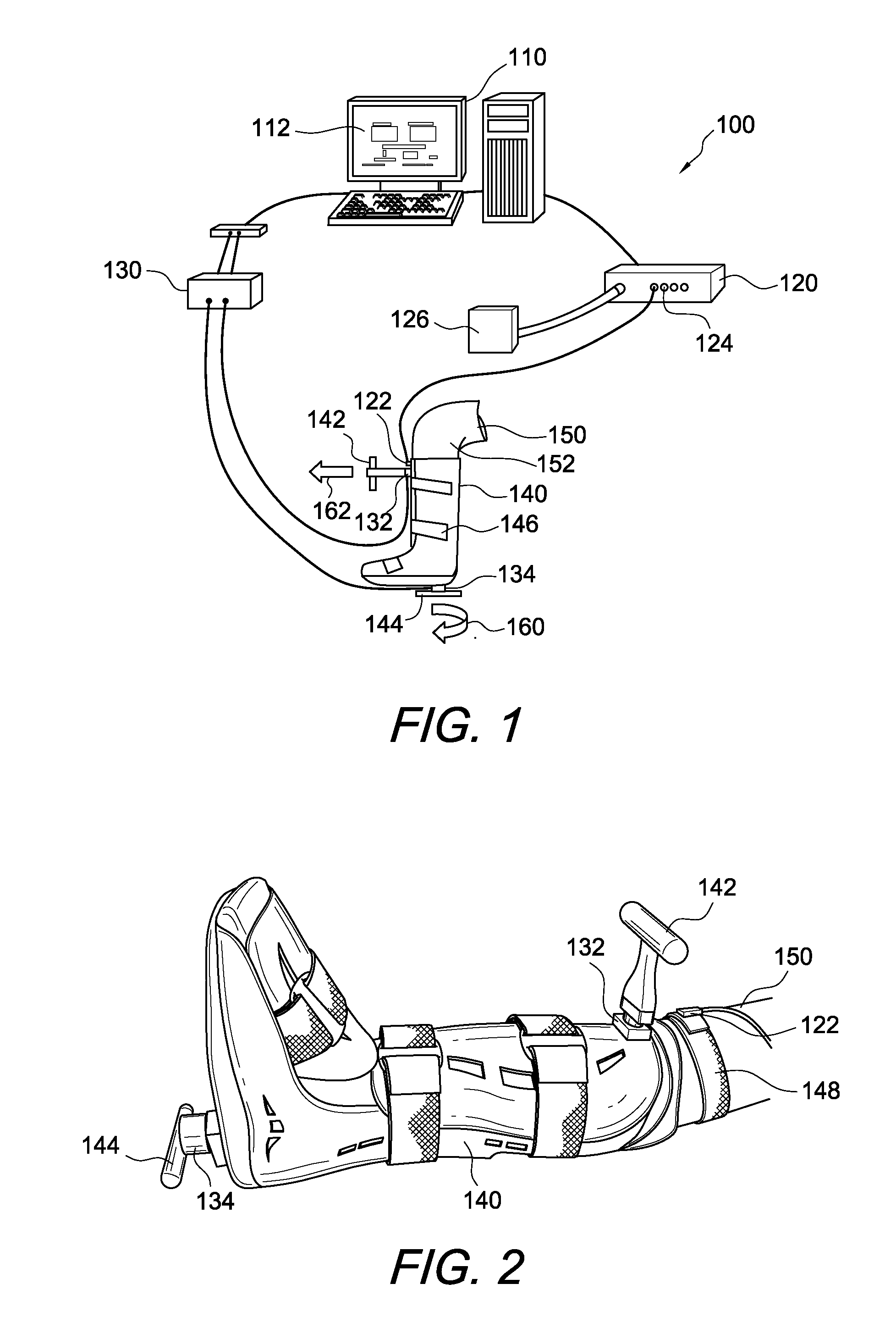 Knee ligament testing device for measuring drawer and rotational laxity
