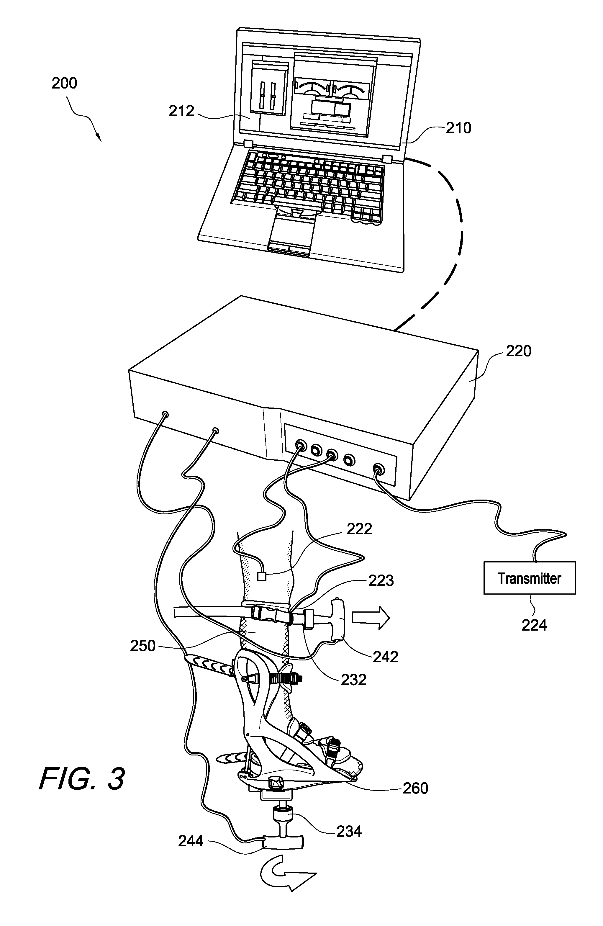 Knee ligament testing device for measuring drawer and rotational laxity