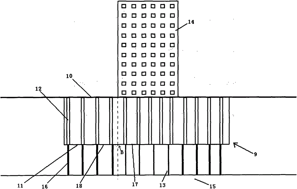 Building pile construction method for underground space and building structure for underground space