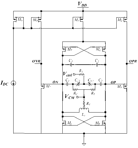 High-power-supply-rejection-ratio LC-VCO (LC-Voltage Controlled Oscillator) device