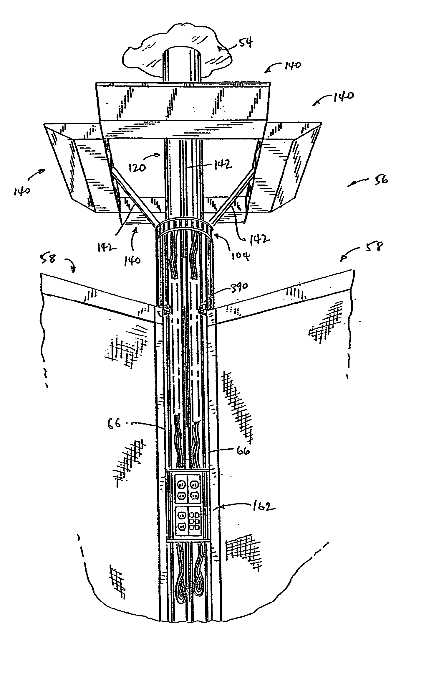 Power and data supply column for a space dividing system