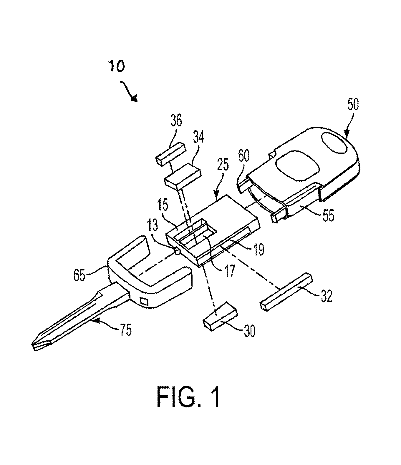 Chipless Key Head And Adapter For An Electronic Key