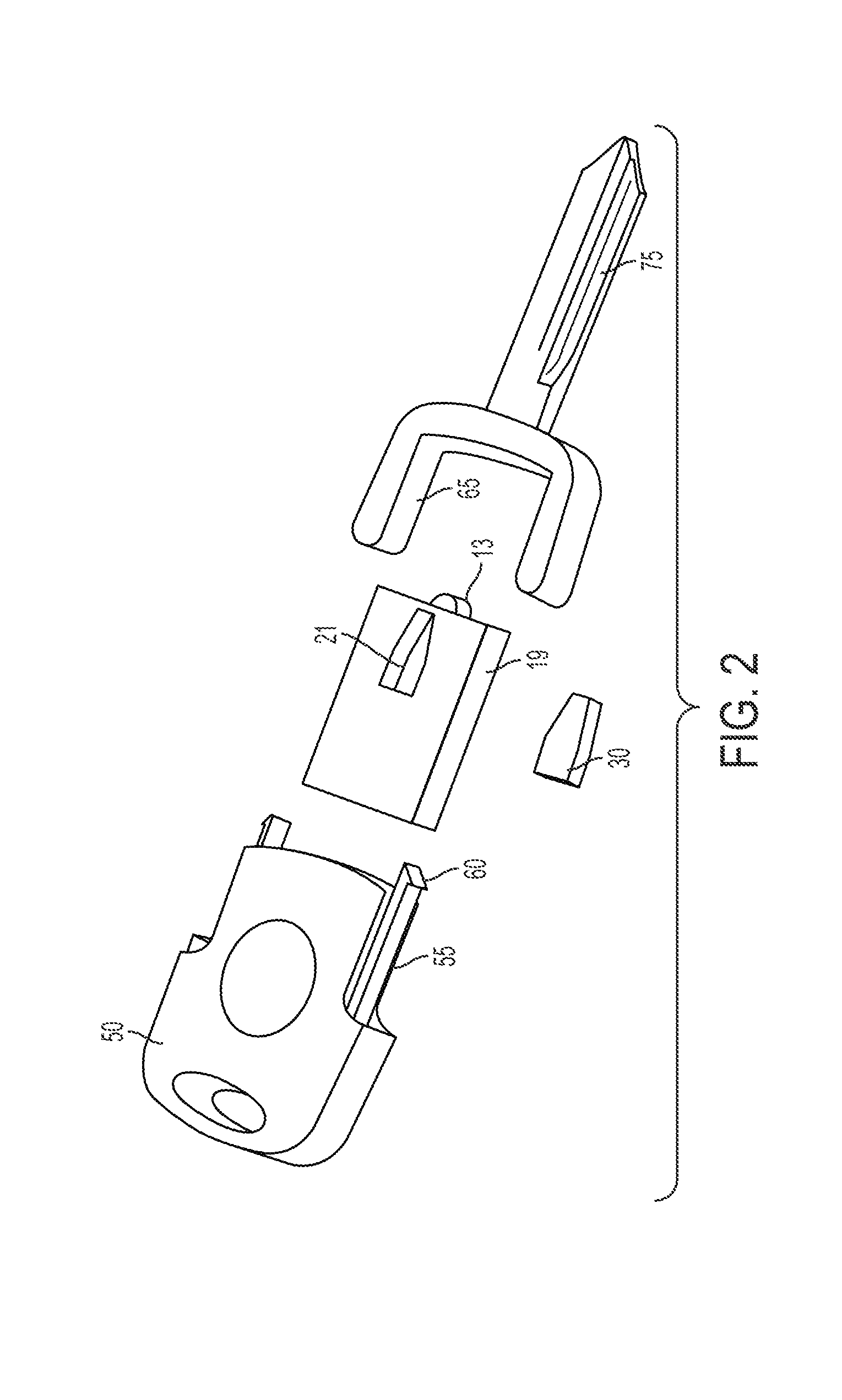 Chipless Key Head And Adapter For An Electronic Key