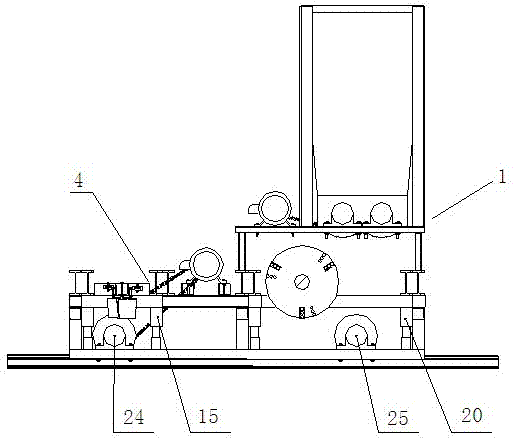 Integral sludge distribution, cutting, throwing and receiving integrated machine