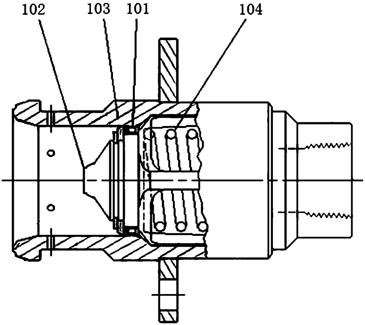 A kind of end face sealing lng filling port with positioning structure