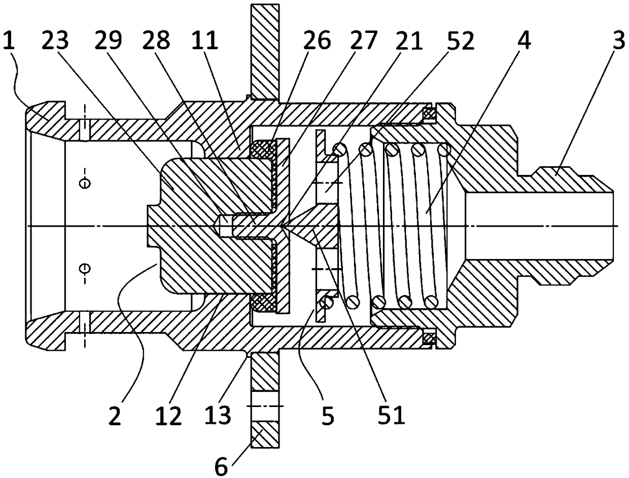 A kind of end face sealing lng filling port with positioning structure