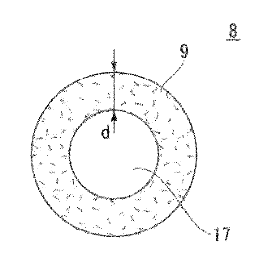 Composite resinous material particles and process for producing same